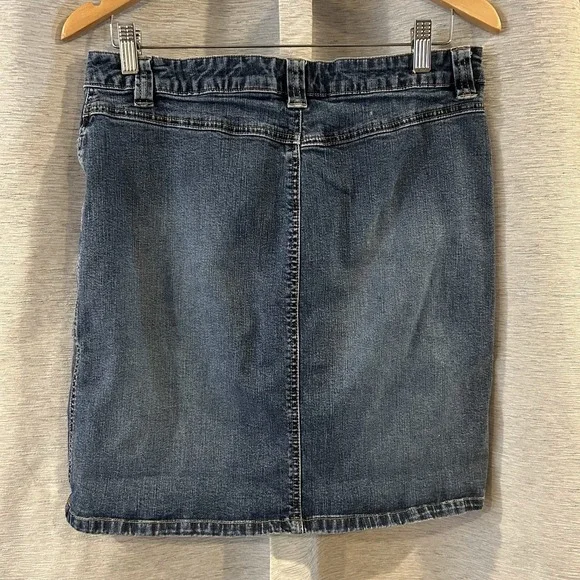 Vintage Y2K Old Navy Blue Jeans Denim‎ Stretch Skirt Boho Hippie 12 - Picture 3 of 4
